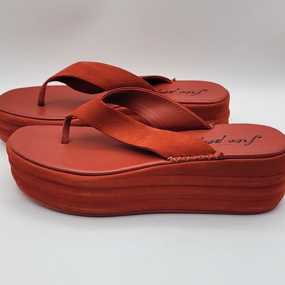 Free People Womens Red Suede Platform Thong Sandals Size 40 0003201894 - Picture 3 of 10